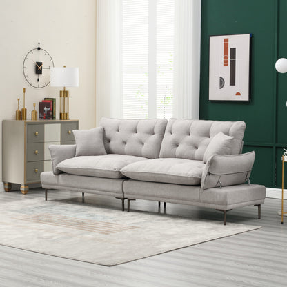 Linen Loveseat Sofa with Adjustable Armrests