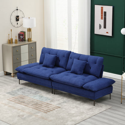 Linen Loveseat Sofa with Adjustable Armrests