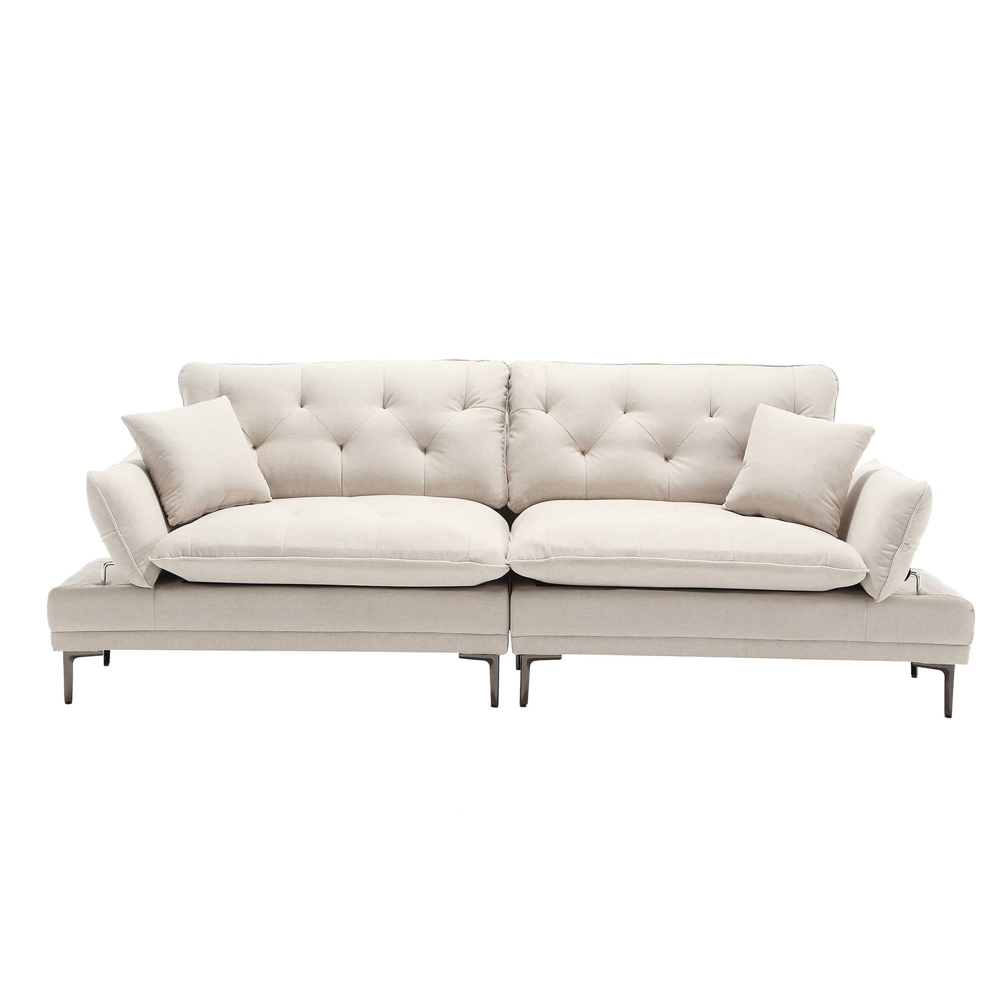 Linen Loveseat Sofa with Adjustable Armrests