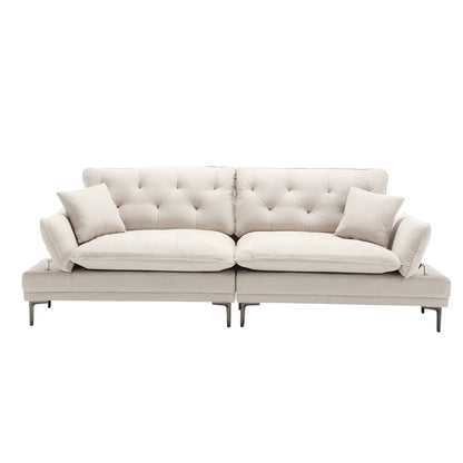Linen Loveseat Sofa with Adjustable Armrests
