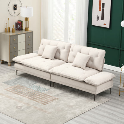 Linen Loveseat Sofa with Adjustable Armrests
