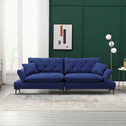 Linen Loveseat Sofa with Adjustable Armrests