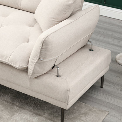 Linen Loveseat Sofa with Adjustable Armrests
