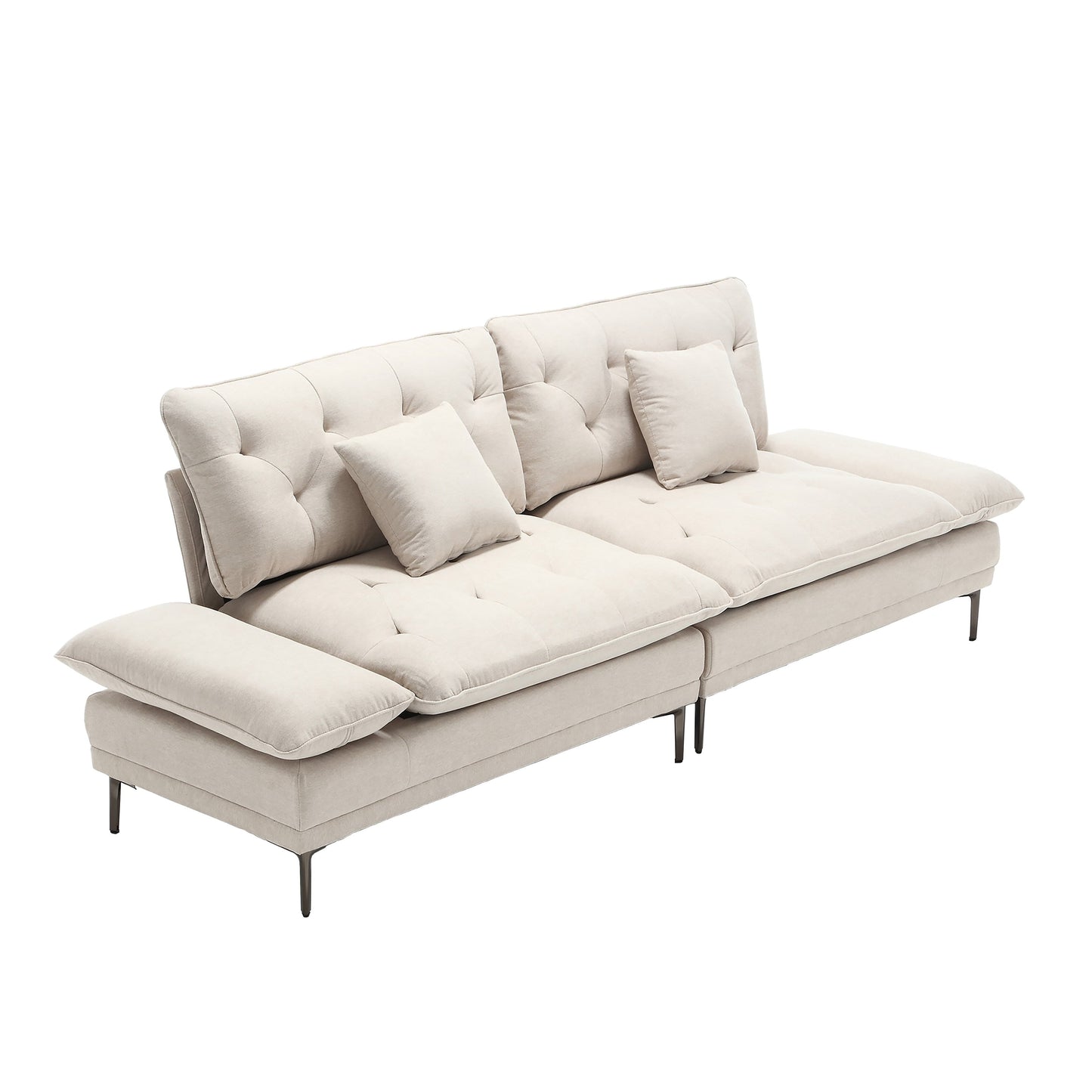 Linen Loveseat Sofa with Adjustable Armrests
