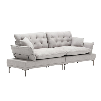 Linen Loveseat Sofa with Adjustable Armrests