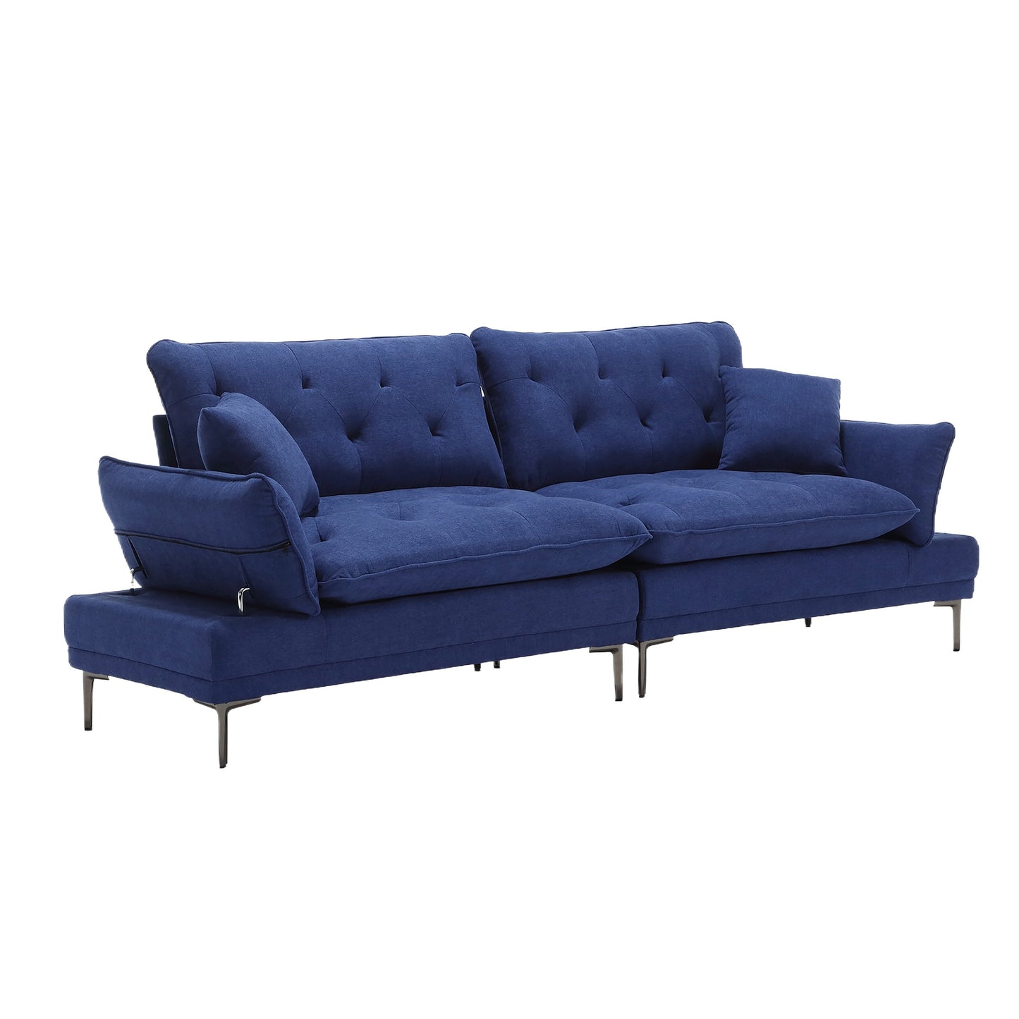 Linen Loveseat Sofa with Adjustable Armrests