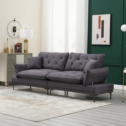 Linen Loveseat Sofa with Adjustable Armrests