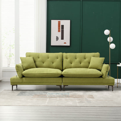 Linen Loveseat Sofa with Adjustable Armrests