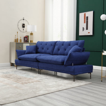 Linen Loveseat Sofa with Adjustable Armrests