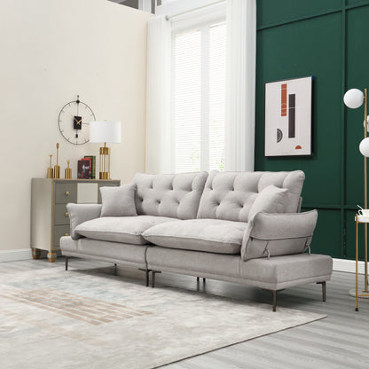Linen Loveseat Sofa with Adjustable Armrests