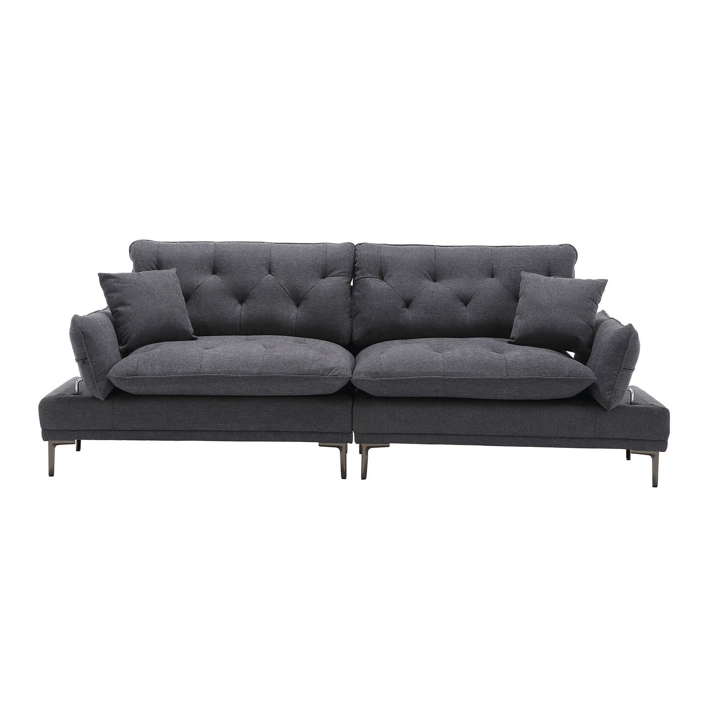 Linen Loveseat Sofa with Adjustable Armrests