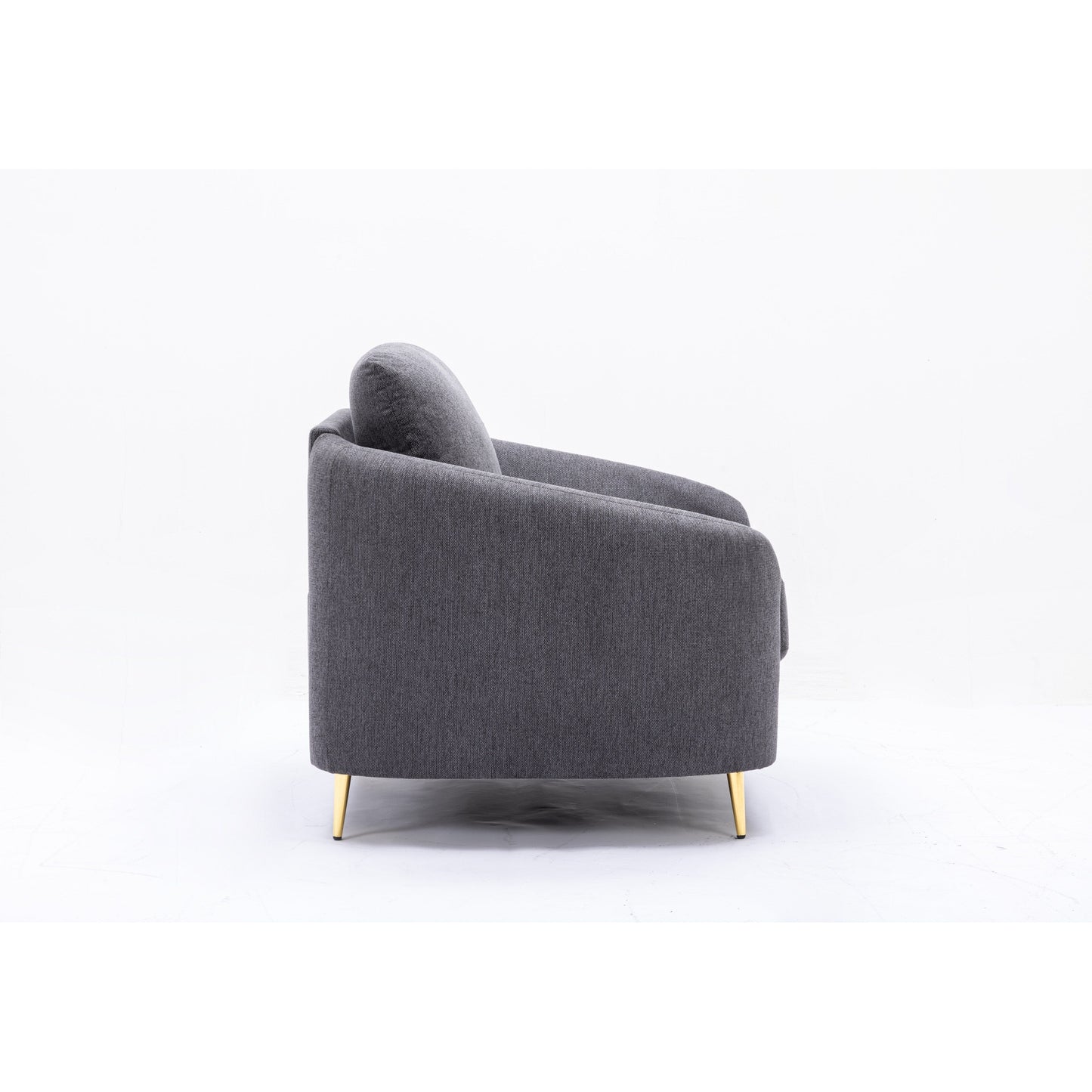 Linen Loveseat Sofa with Gold Metal Legs and Plush Seat Cushions