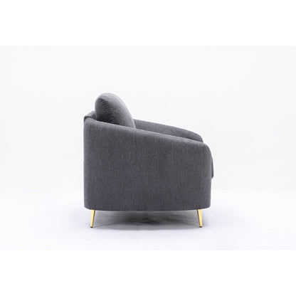 Linen Loveseat Sofa with Gold Metal Legs and Plush Seat Cushions