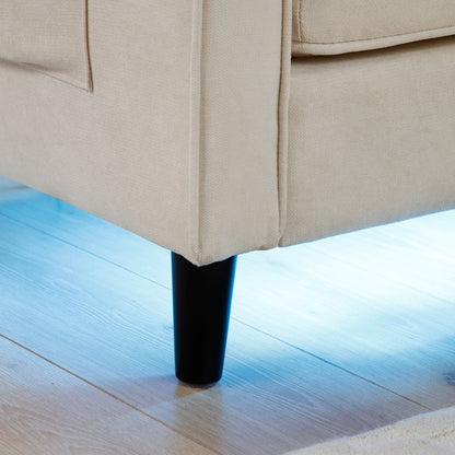 Linen Loveseat Sofa with LED Lights and USB Ports