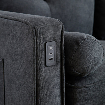 Linen Loveseat Sofa with LED Lights and USB Ports