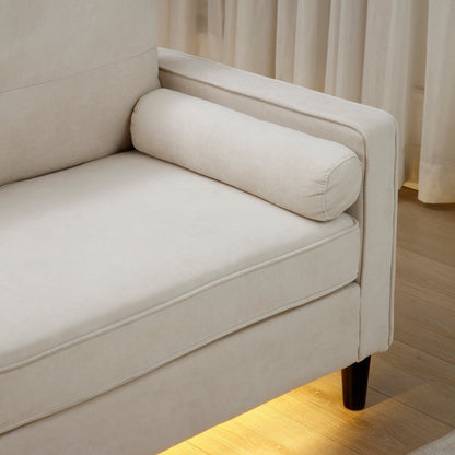 Linen Loveseat Sofa with LED Lights and USB Ports