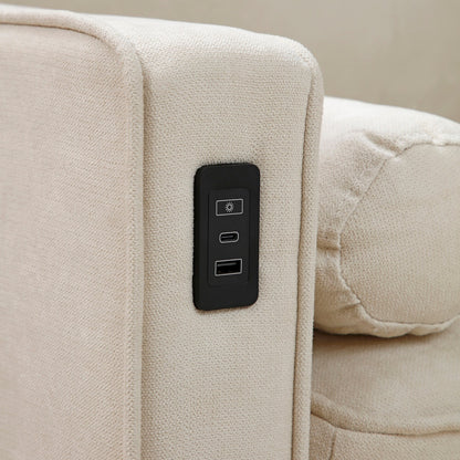 Linen Loveseat Sofa with LED Lights and USB Ports