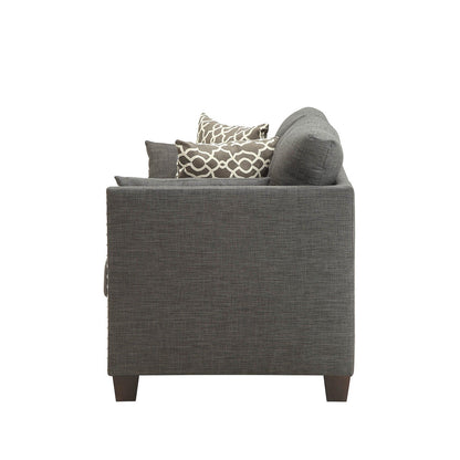 Linen Loveseat Sofa with Pillows and Nailheads