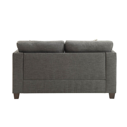 Linen Loveseat Sofa with Pillows and Nailheads