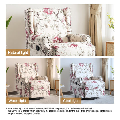 Linen Manual Swivel Base Recliner Chair with Footrest