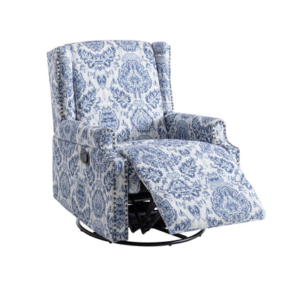 Linen Manual Swivel Base Recliner Chair with Footrest