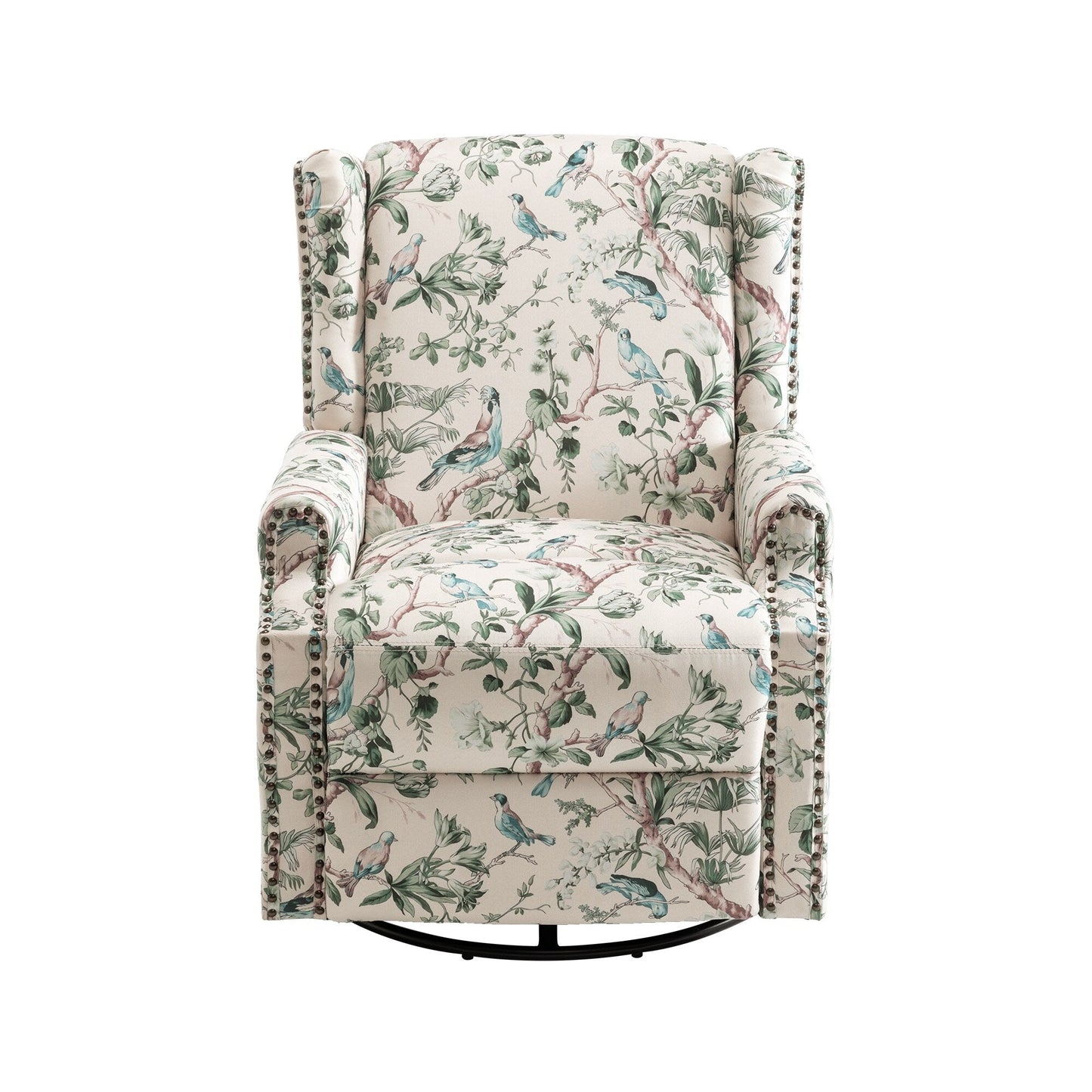 Linen Manual Swivel Base Recliner Chair with Footrest
