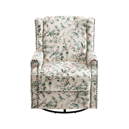 Linen Manual Swivel Base Recliner Chair with Footrest
