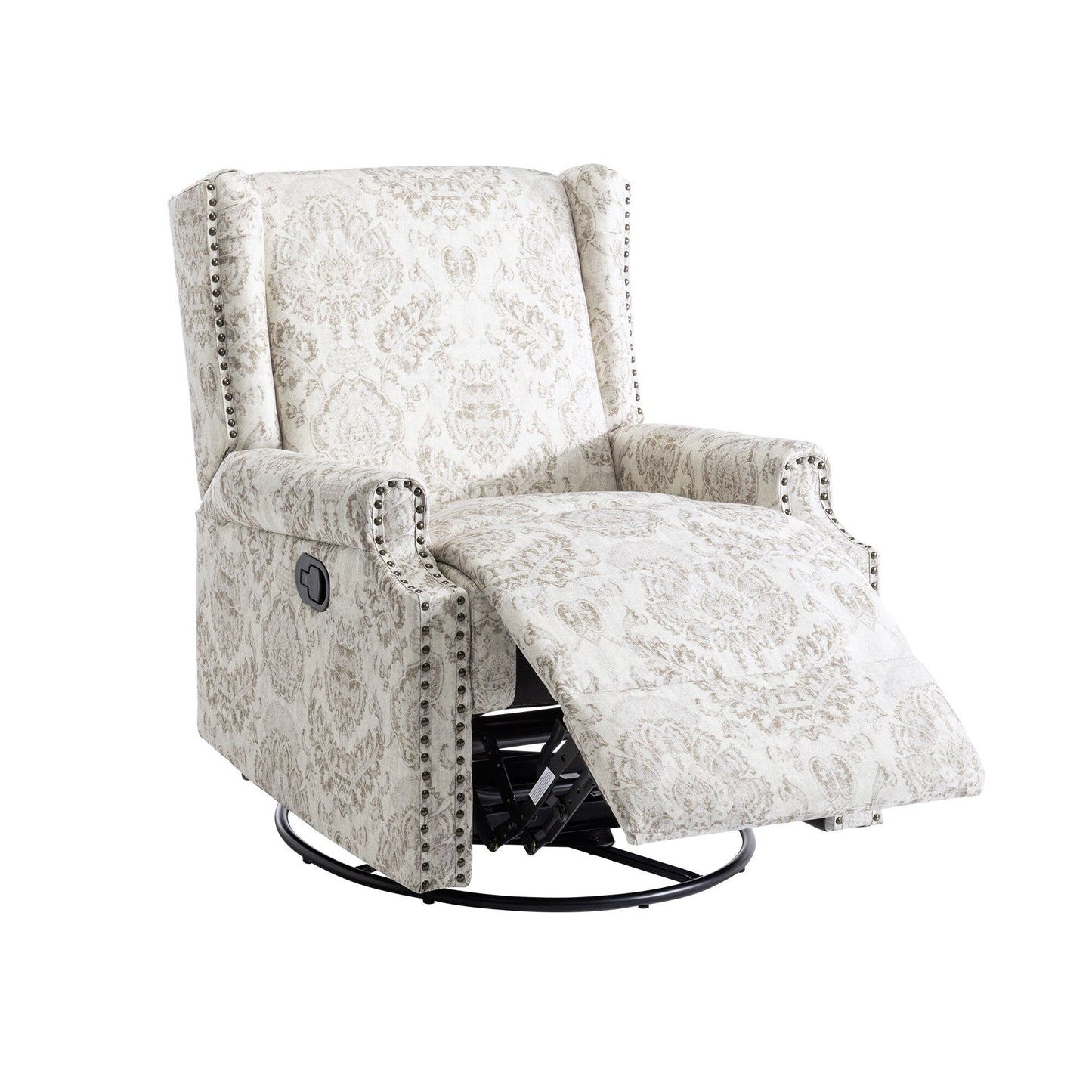 Linen Manual Swivel Base Recliner Chair with Footrest