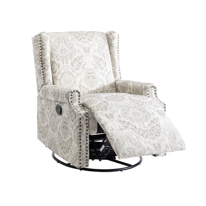 Linen Manual Swivel Base Recliner Chair with Footrest