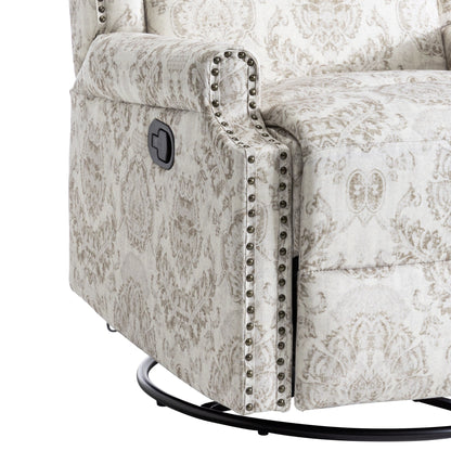 Linen Manual Swivel Base Recliner Chair with Footrest