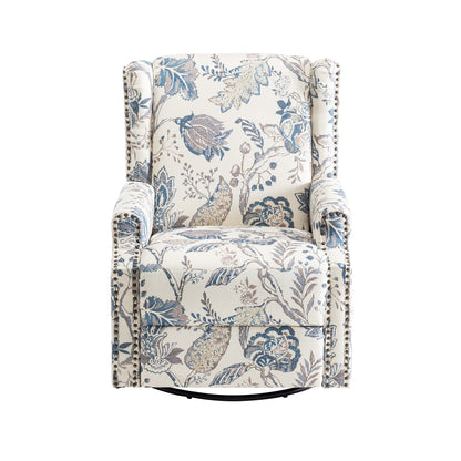 Linen Manual Swivel Base Recliner Chair with Footrest