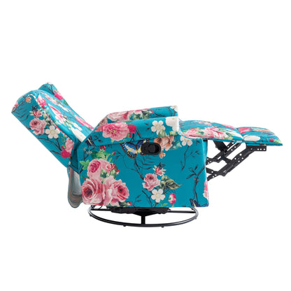 Linen Manual Swivel Base Recliner Chair with Footrest