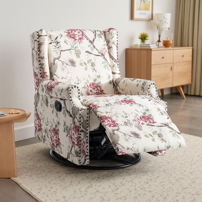 Linen Manual Swivel Base Recliner Chair with Footrest