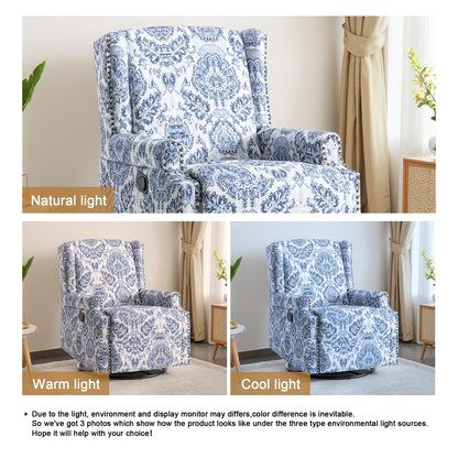 Linen Manual Swivel Base Recliner Chair with Footrest