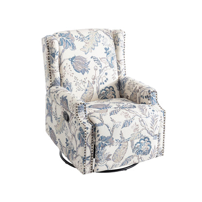Linen Manual Swivel Base Recliner Chair with Footrest