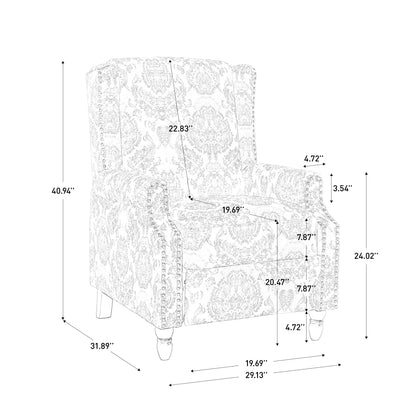 Linen Manual Upholstered Recliner with Wood Legs