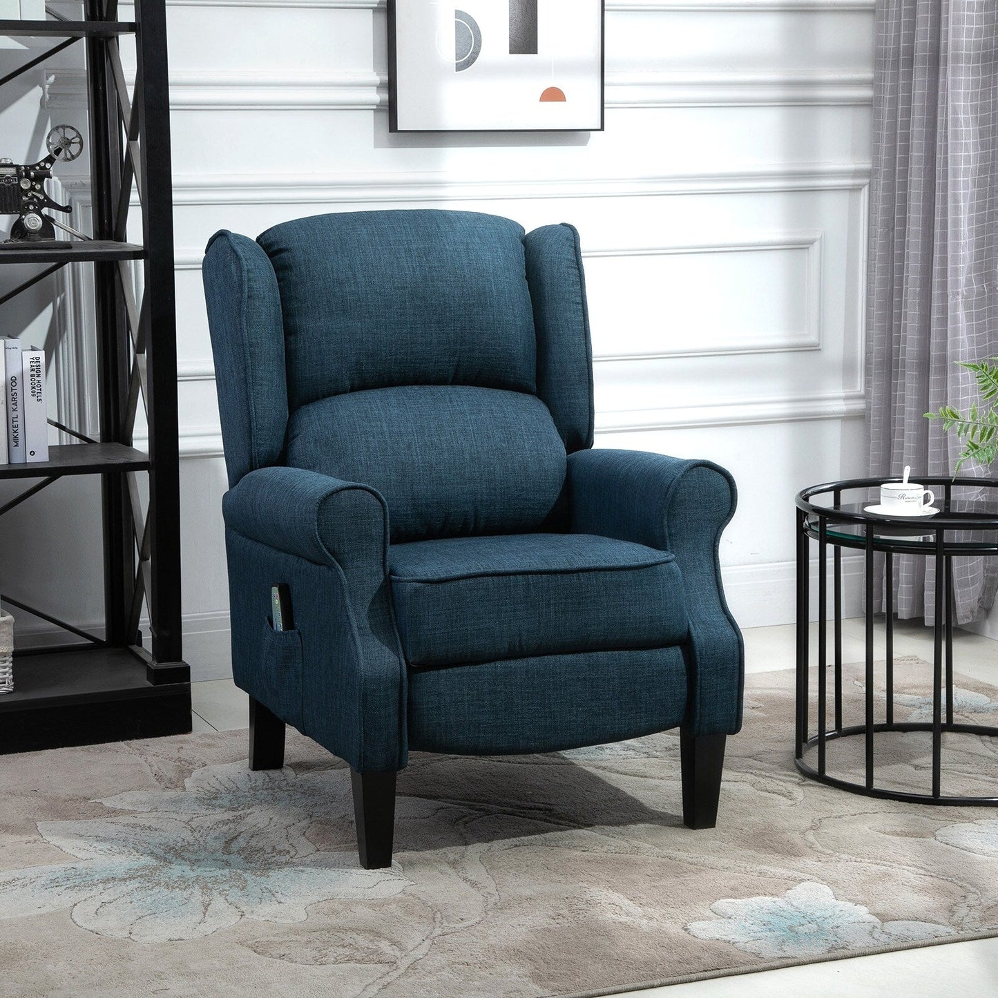 Linen Massage Recliner Sofa with Heat Function, Remote Control, and Manual Recline