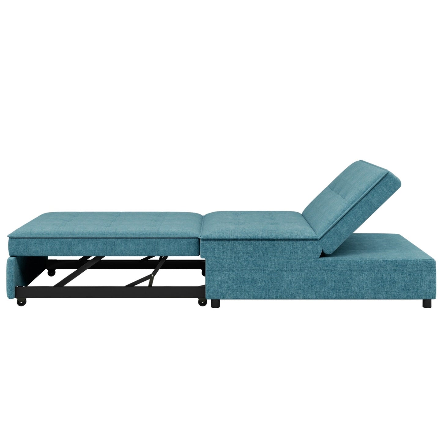 Linen Ottoman Sofa Bed with Storage Pocket and USB Port