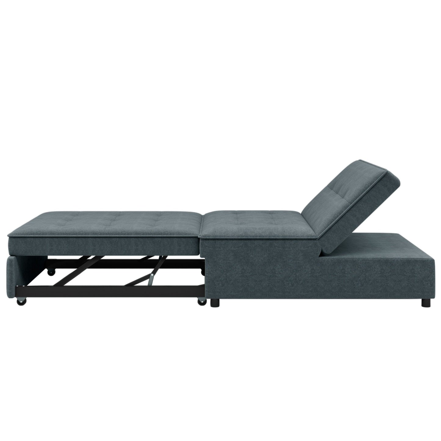 Linen Ottoman Sofa Bed with Storage Pocket and USB Port
