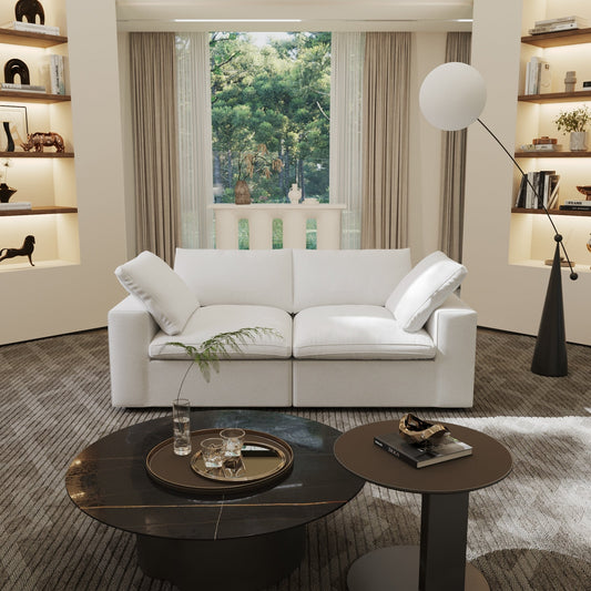 Linen Sectional Sofa Modern Upholstered Loveseat Couch