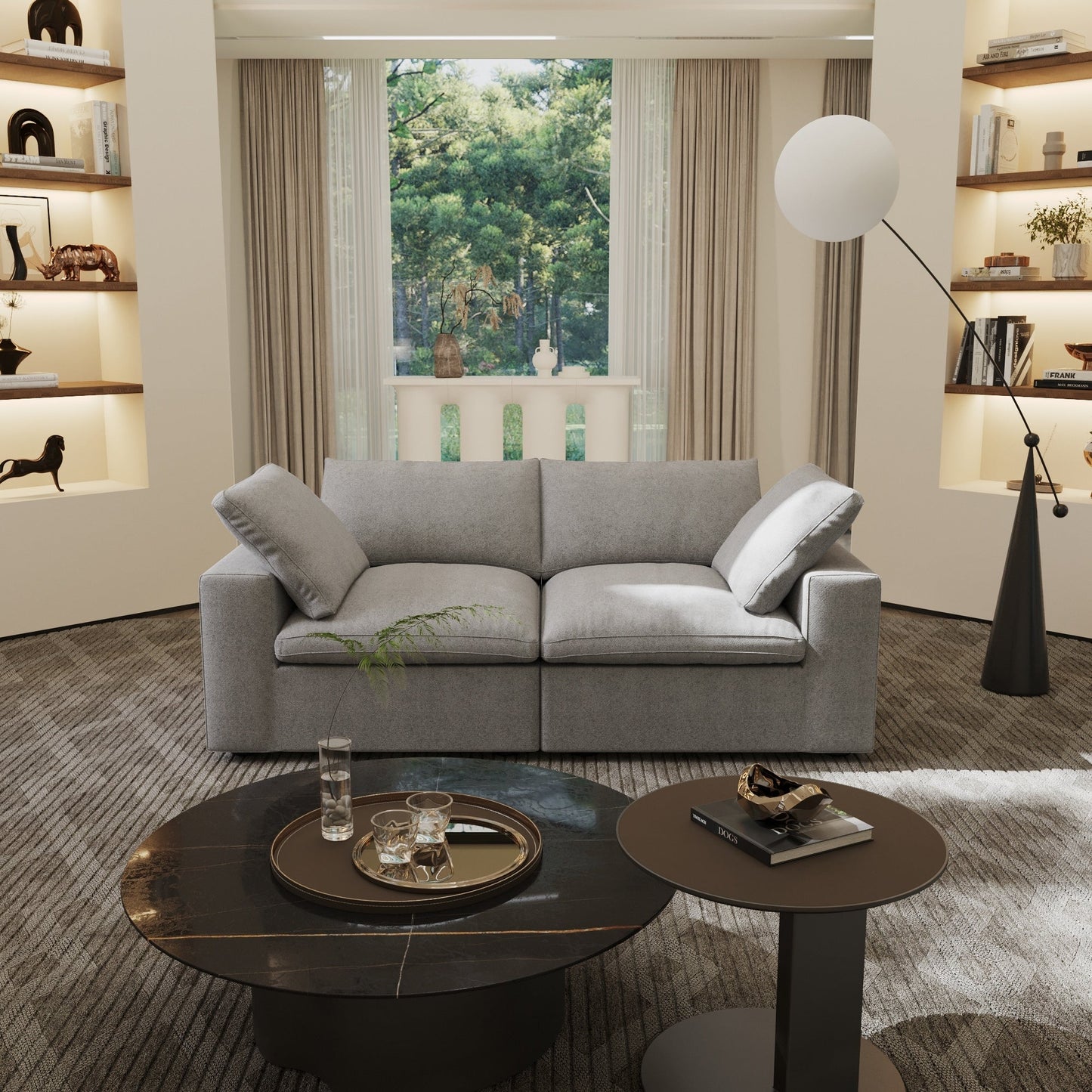 Linen Sectional Sofa Modern Upholstered Loveseat Couch