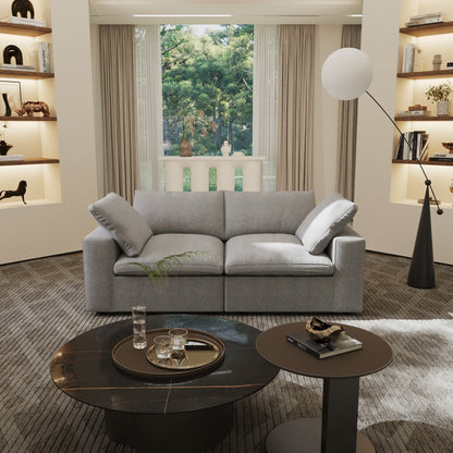 Linen Sectional Sofa Modern Upholstered Loveseat Couch