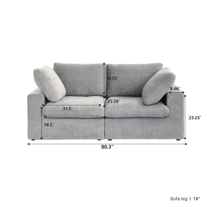 Linen Sectional Sofa Modern Upholstered Loveseat Couch