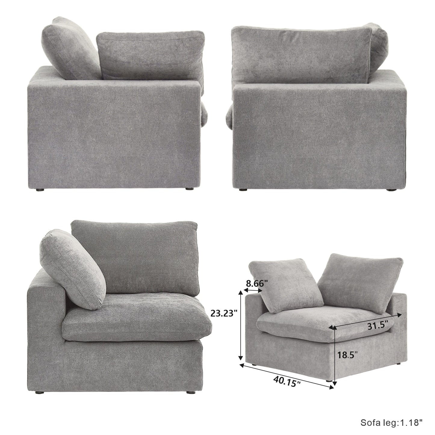 Linen Sectional Sofa Modern Upholstered Loveseat Couch