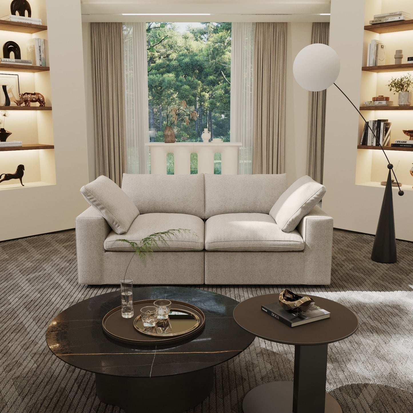 Linen Sectional Sofa Modern Upholstered Loveseat Couch
