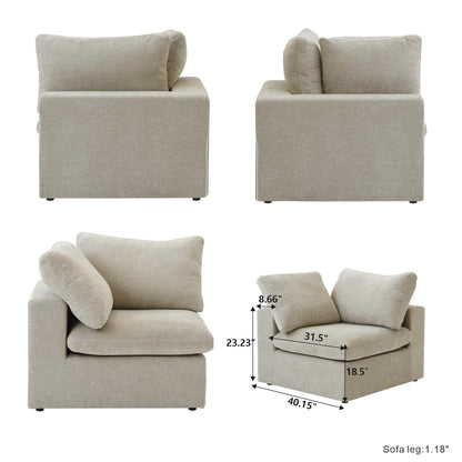 Linen Sectional Sofa Modern Upholstered Loveseat Couch