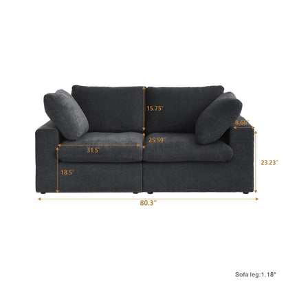 Linen Sectional Sofa Modern Upholstered Loveseat Couch