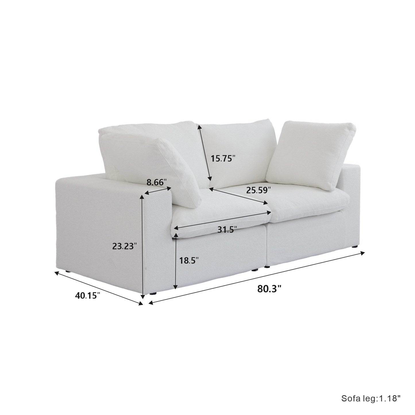 Linen Sectional Sofa Modern Upholstered Loveseat Couch
