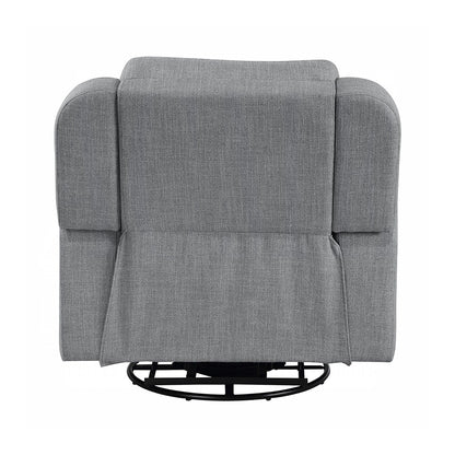 Linen Upholstered Manual Glider Recliner with Swivel in Gray