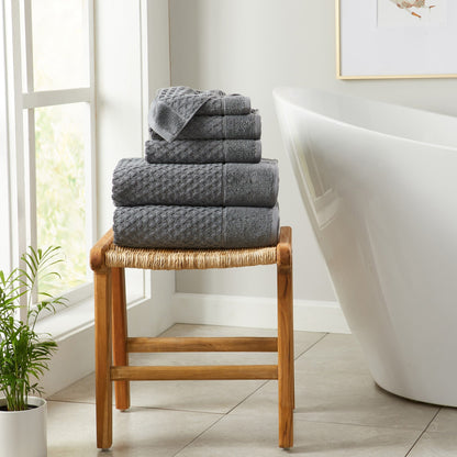Linery & Co. Cotton Diamond Waffle Texture Bath Towels.